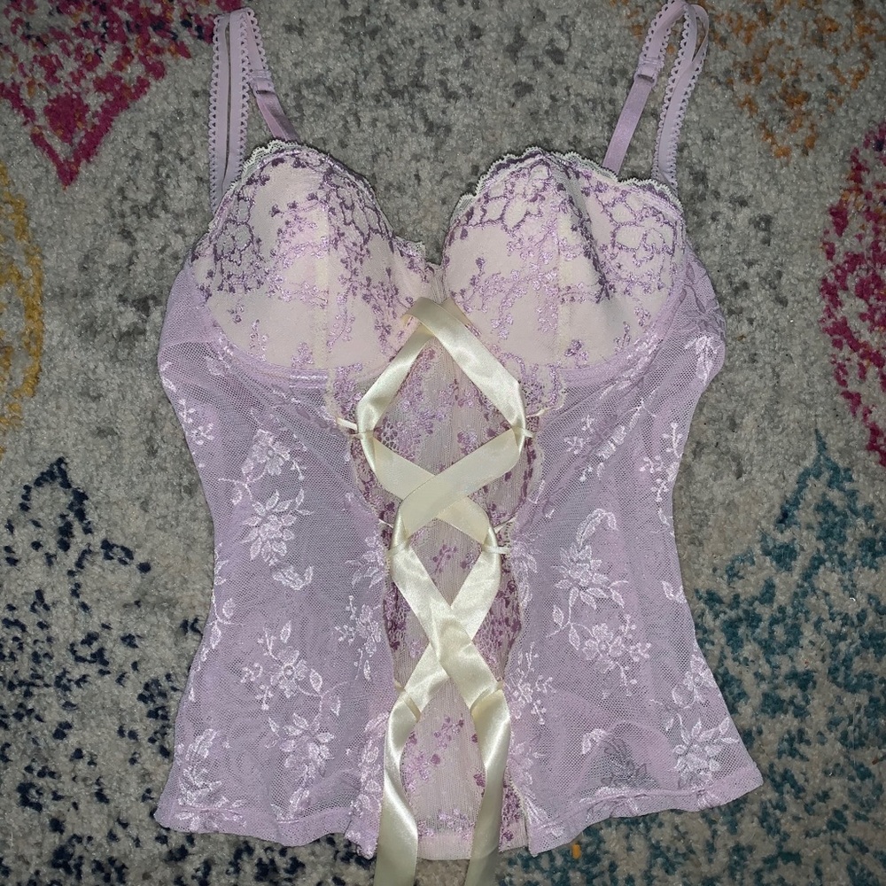 Lilac tie up bustier top